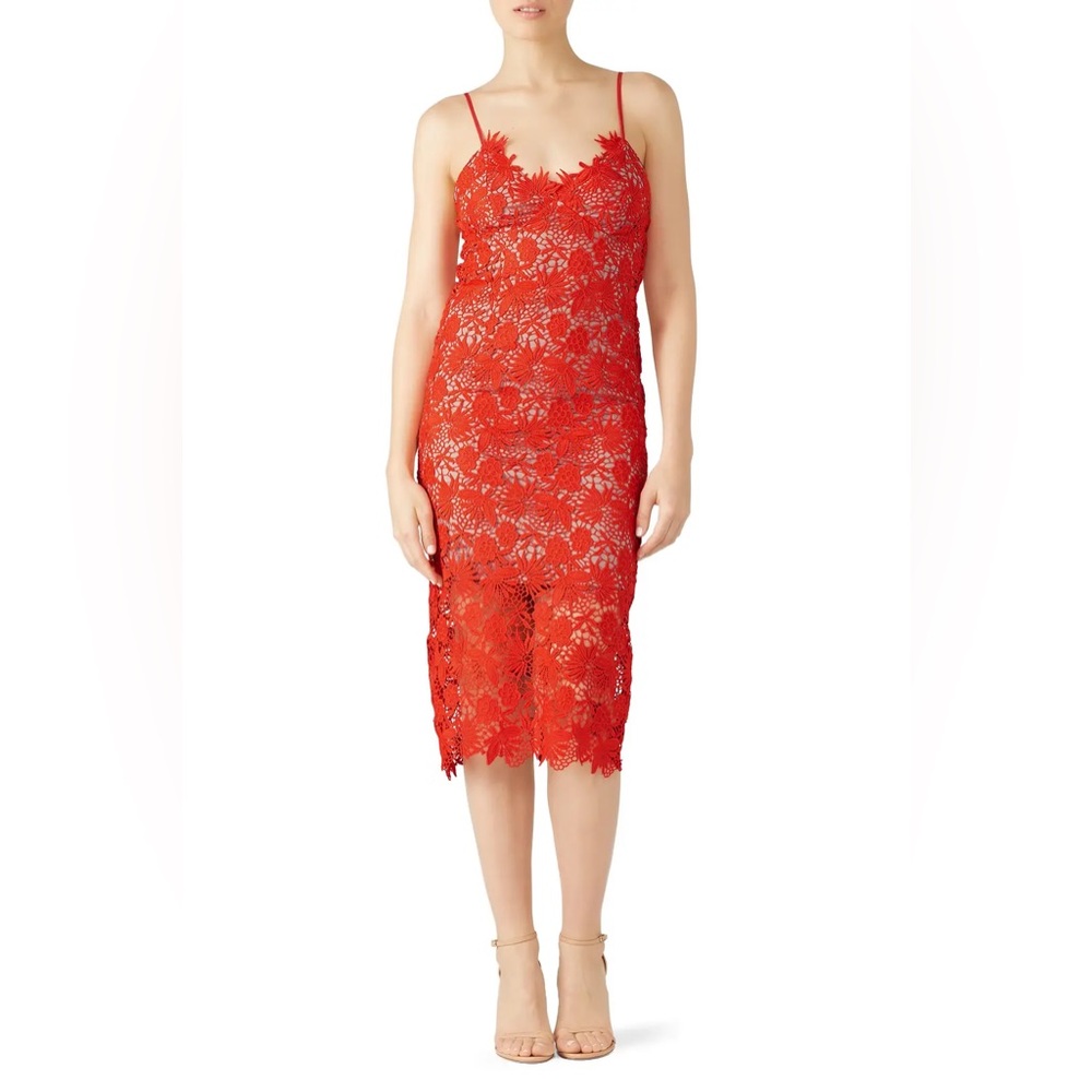 *NWT* Bardot Tayla Floral Lace Midi Dress in Fiesta Ora Red